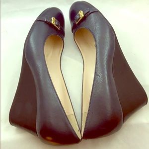 Cole Haan Grand OS Leather Navy Buckle Wedge